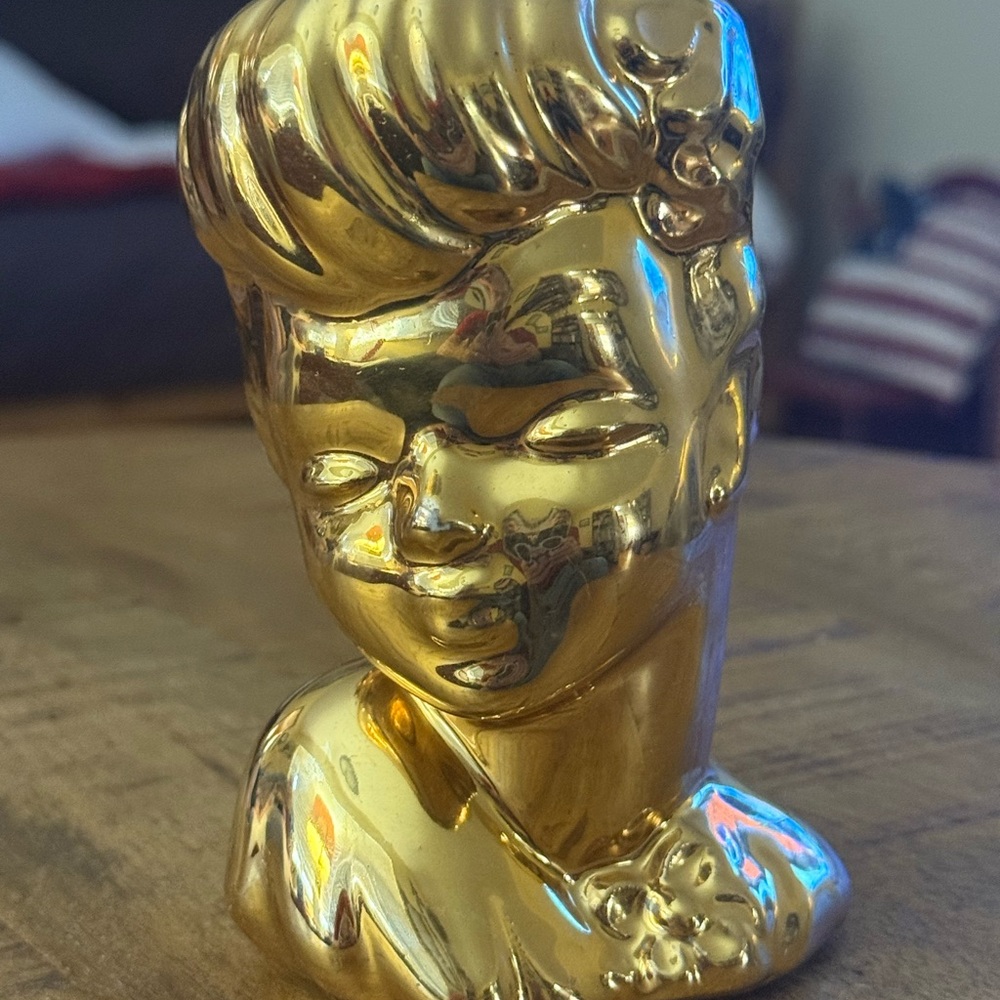 Vintage gold ceramic Betty Grable "Glamour Girl" lady head vase.